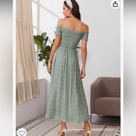 Floerns Women's Boho Floral Print Off Shoulder Split Long A Line Dress - Picture 2 of 13